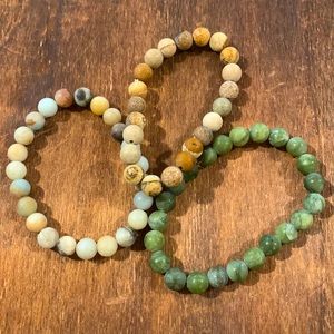 Set of 3 natural stone bracelets